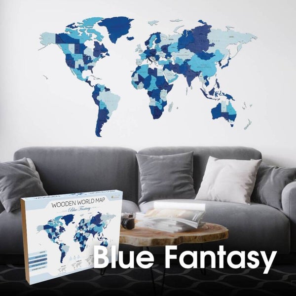 World Map - Size M - Blue