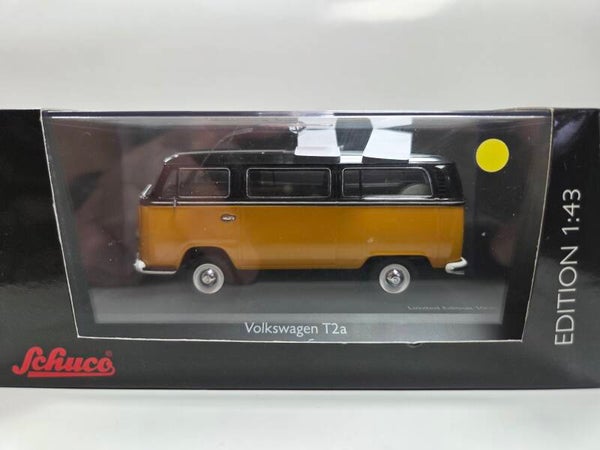 Schuco VW T2a Bus orange / schwarz 1:43