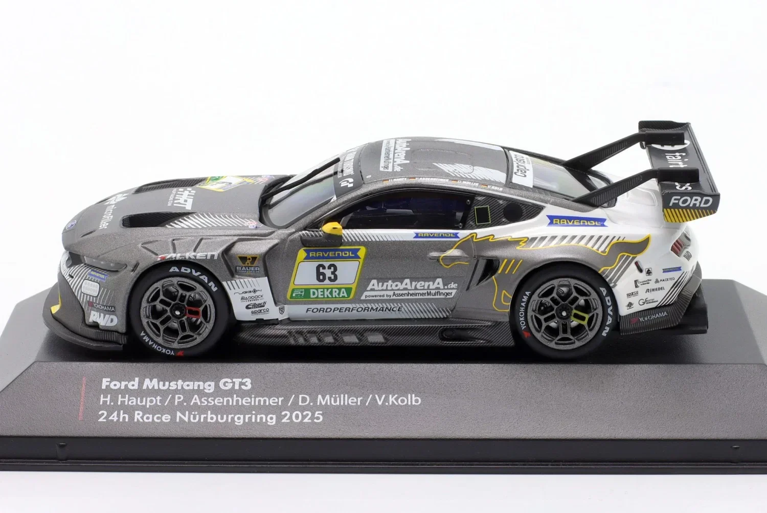 IXO Ford Mustang GT3 Team HRT # 63 24h Nürburgring 2025 H. Haupt * P. Assenheimer * D. Müller ‚ V. Kolb 24H-25-4363 1:43