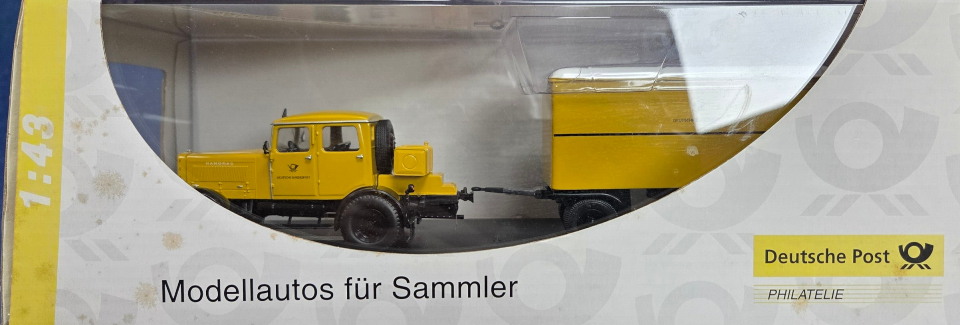 Schuco Hanomag ST 100 Zugmaschine mit Kofferanhänger Deutsche Bundespost 1:43
