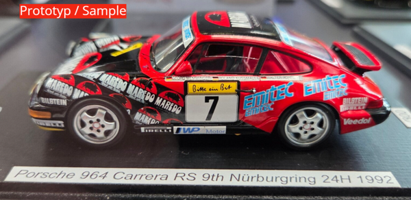 Spark Porsche 911 Carrera RS Maredo 9. Platz 24h Nürburgring 1992 Georg Memminger * Roland Kussmaul * Walter Röhrl * Andy Bovensiepen SG1038 1:43