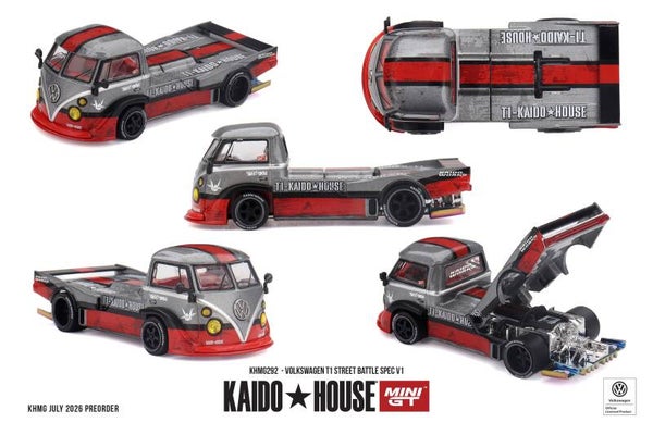 Mini GT Volkswagen T1 Pickup Street Battle Spec V1 1972 KHMG292 1:64
