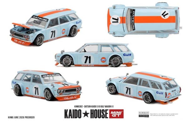 Mini GT Datsun 510 Gulf Wagon V1 1969 KHMG302 1:64