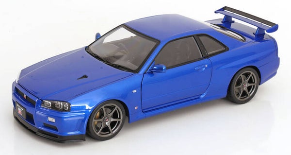 KK Scale Nissan Skyline GT-R R34 V-Spec II (2001) mit OEM-Felgen blaumetallic KKDC120211-1 1:12