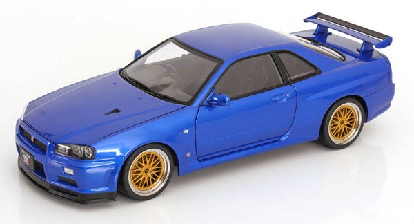 KK Scale Nissan Skyline GT-R R34 V-Spec II (2001) mit BBS-Felgen blaumetallic KKDC120211-2 1:12