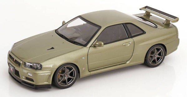 KK Scale Nissan Skyline GT-R R34 V-Spec Nür (2001) mit OEM-Felgen hellgrün-metallic KKDC120212-1 1:12