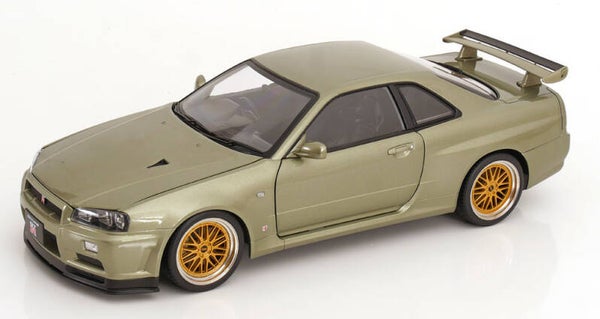 KK Scale Nissan Skyline GT-R R34 V-Spec Nür 2001 mit BBS-Felgen hellgrün-metallic KKDC120212-2 1:12