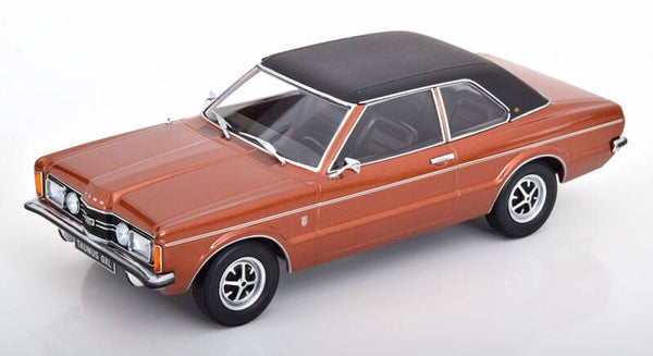 KK Scale Ford Taunus GXL Limousine mit Vinyldach 1971 braunmetallic/mattschwarz KKDC180976 1:18