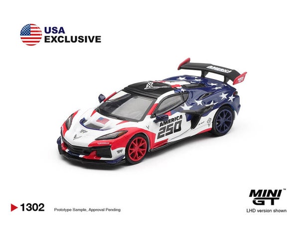 Mini GT Chevrolet Corvette ZR1 America 250 USA Exclusive (BLISTER PACK) 2026 MGT01302-BL 1:64