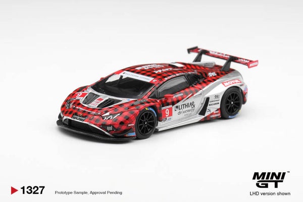 Mini GT Lamborghini Huracan GT3 Evo2 # 9 Pfaff Motorsports Weathertech GTD Pro 2025 MGT01327-L 1:64