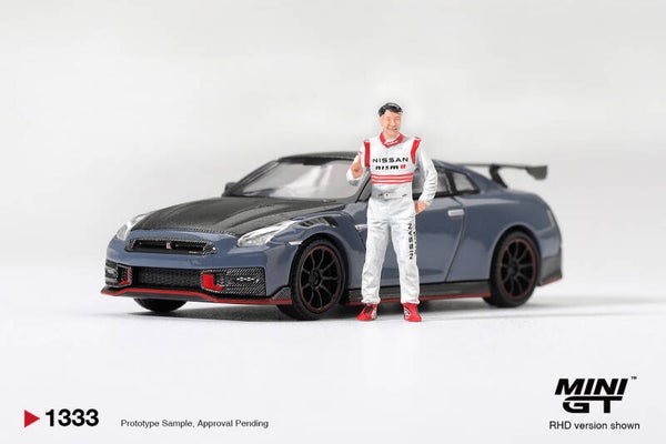 Mini GT Nissan GTR R35 Nismo Tsukuba Production Car Lap Record mit Figur Tsugio Matsuda 2024 MGT01333-R 1:64