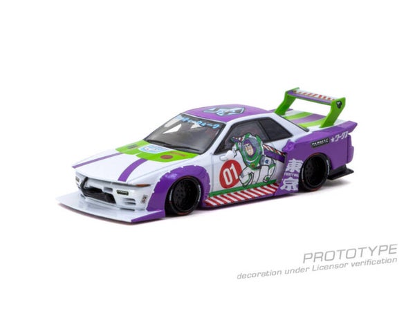 Tarmac LB-Kaido Works R32 Skyline Buzz Lightyear - With Display Base and Acrylic Cover T64-097-BUZZ 1:64