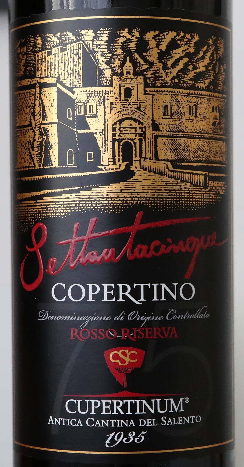 Settantacinque 2010, Copertino DOC Rosso Riserva, Cupertinum