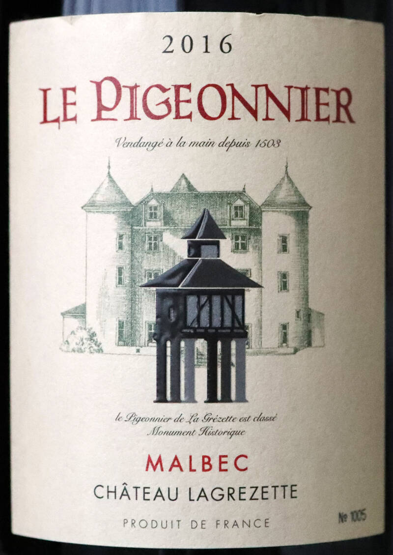 Le Pigeonnier 2016, Château Lagrézette, AOP Cahors