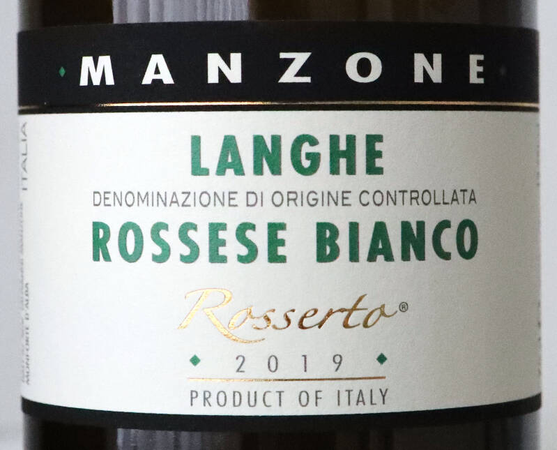 Langhe Rossese Bianco ‘Rosserto’ DOC 2019, Azienda Vitivinicola Manzone Giovanni
