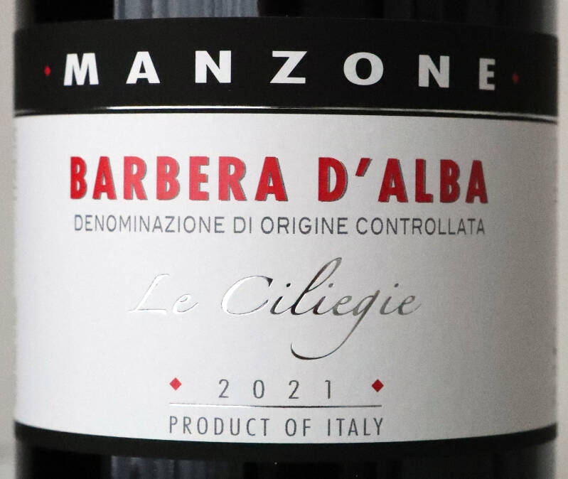 Barbera d’Alba ‘Le Ciliegie’ DOC 2021, Azienda Vitivinicola Manzone Giovanni