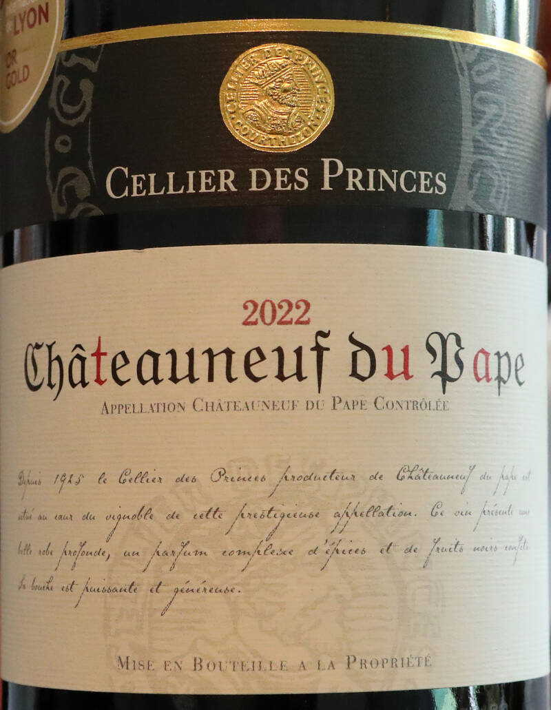 Châteauneuf-du-Pape 2022, Cellier des Princes