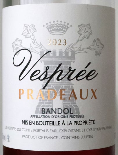 hâteau Pradeaux Rosé ‘Cuvée Vesprée’ 2023, AOP Bandol