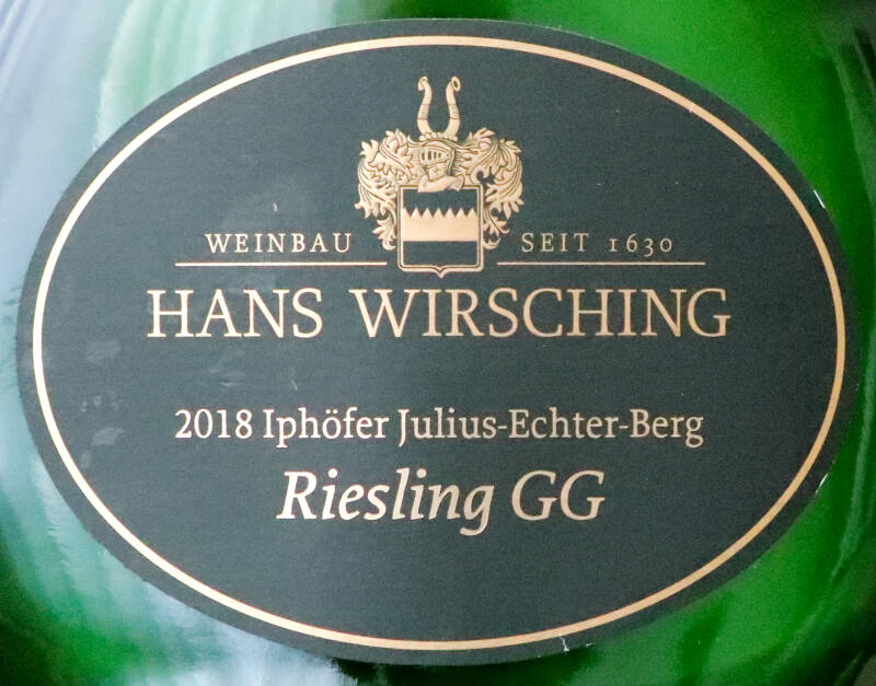 Iphöfer Julius-Echter-Berg Riesling trocken Grosses Gewächs VDP.GROSSE LAGE 2018, Weingut Hans Wirsching