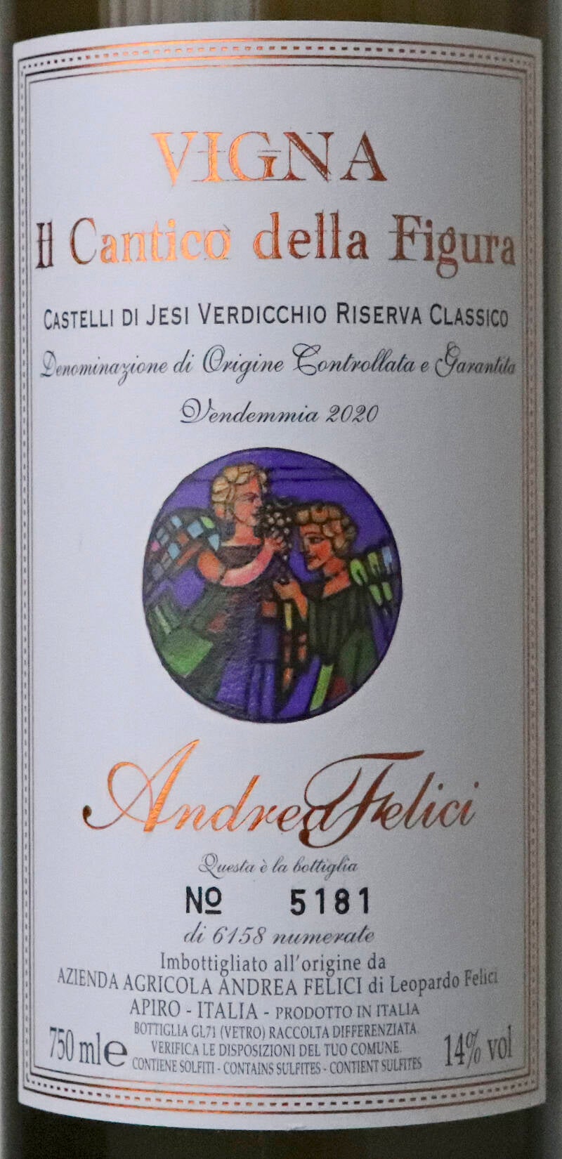 Verdicchio dei Castelli di Jesi Riserva Classico DOCG 'Il Cantico della Figura' 2020, Azienda Agricola Andrea Felici