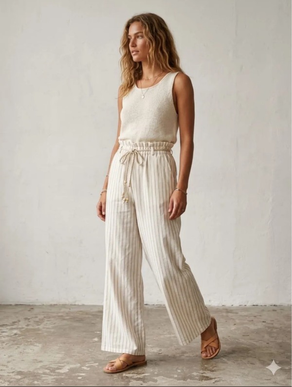 Pantalon fluide à rayure