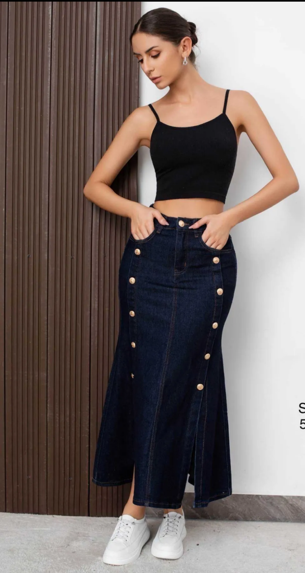 Jupe longue en jeans