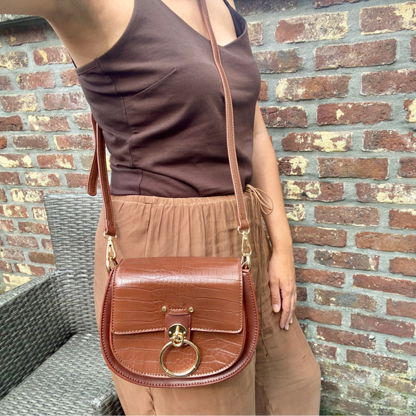 Croco Bag Brown with Ring