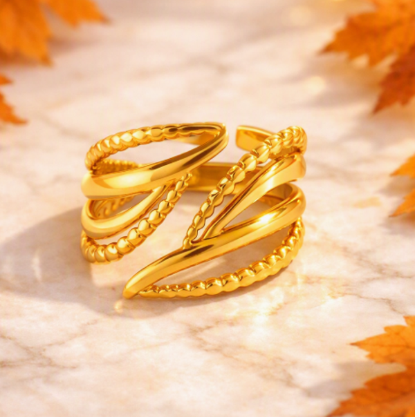 Bague Bg40 - Feuille enroulée or