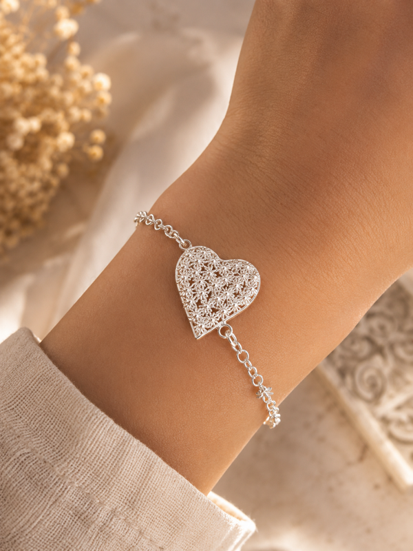 Bracelet Coeur clair - Argent massif