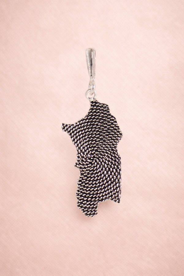 Pendentif carte Sardaigne - Foncé - Argent massif
