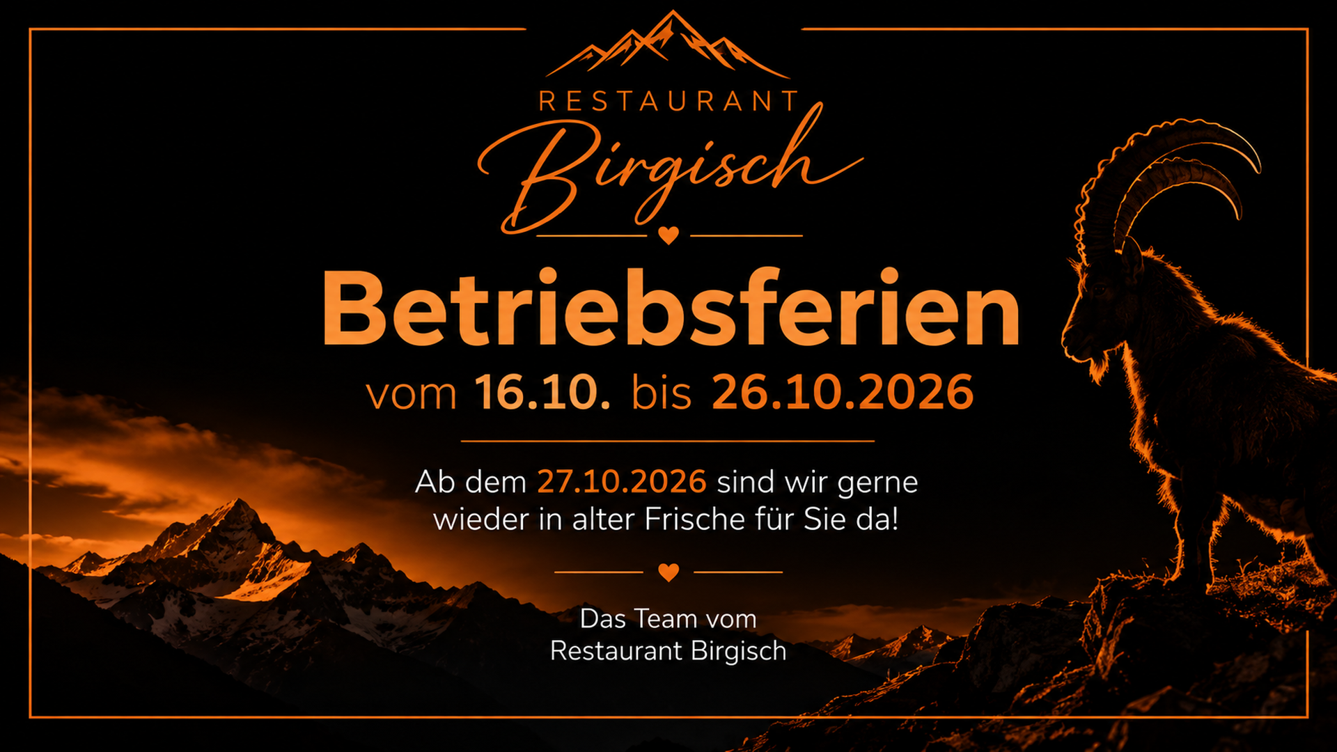 Restaurant Birgisch – Betriebsferien