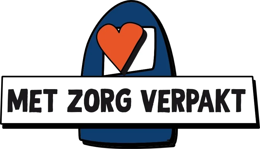 Met zorg verpakt. een sticker  van Karakterdesign.com
