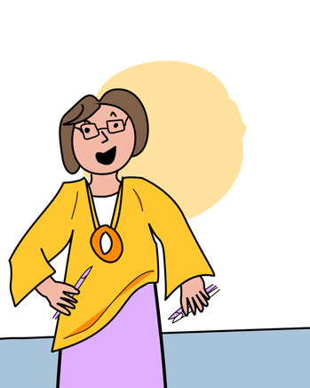 een lachende vrouw. geillustreerd door Karakterdesign