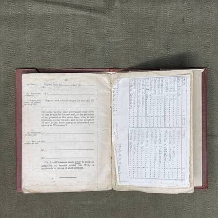 Royal Signals soldier's Second World War service record book showing leave entries and military service details