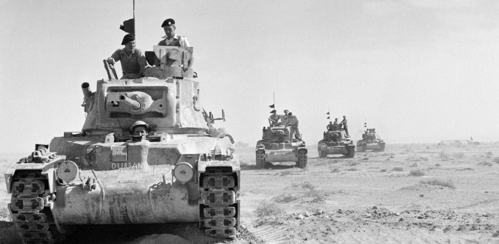 World War II armoured vehicles outside Tobruk – image for researching UK military service records