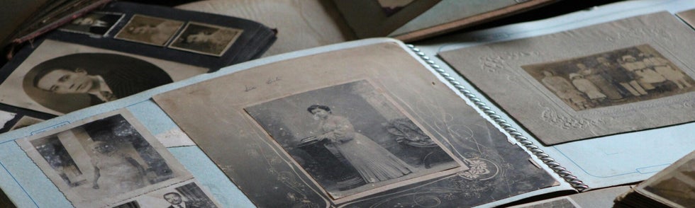 Vintage photo albums containing family portraits – perfect for tracing British military ancestry