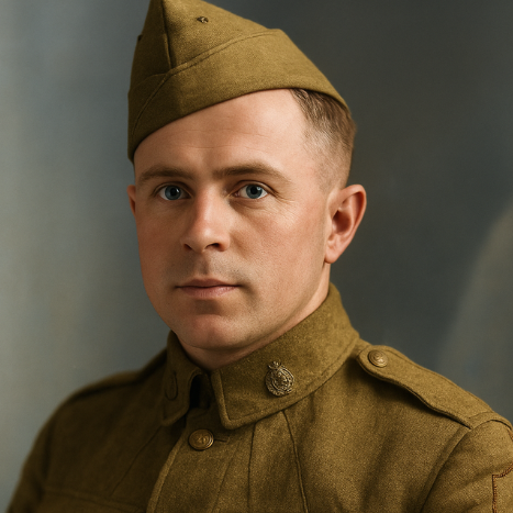 Detailed image of a First World War British serviceman, used to support family history and military record research