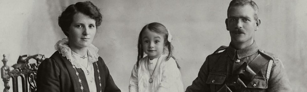 Historic family portrait of a British serviceman, used for uncovering military roots in WWI ancestry research