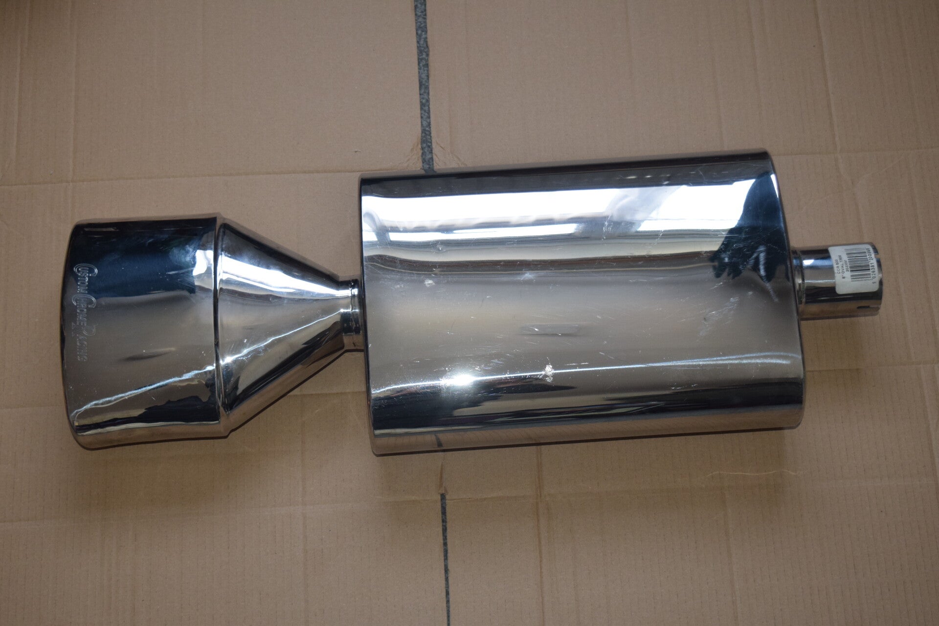 custom chrome racing oval exhaust 3.5 x 8 inch exit