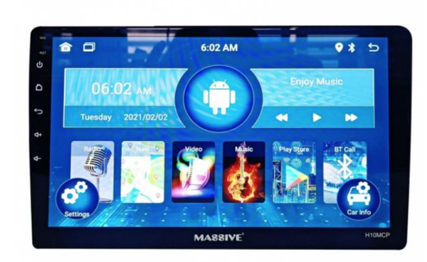 Massive audio 10" floating touch screen head H10MCP unit fits in standard double DIN