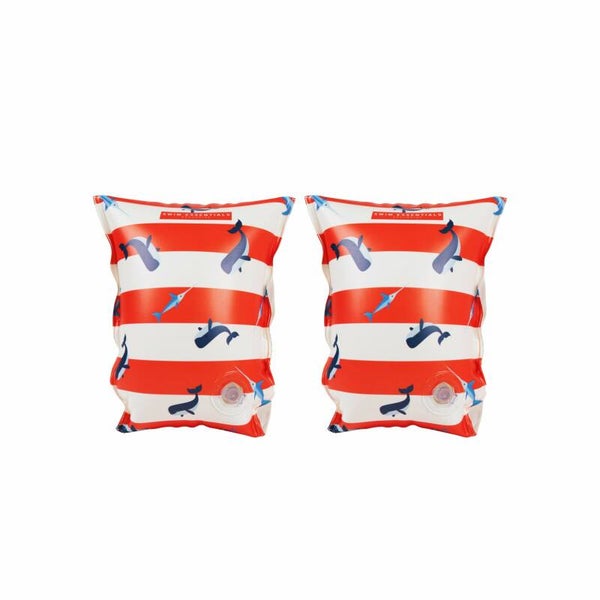 Swim Essentials zwembandjes rood/wit walvissen 0-2 jaar en 2-6 jaar