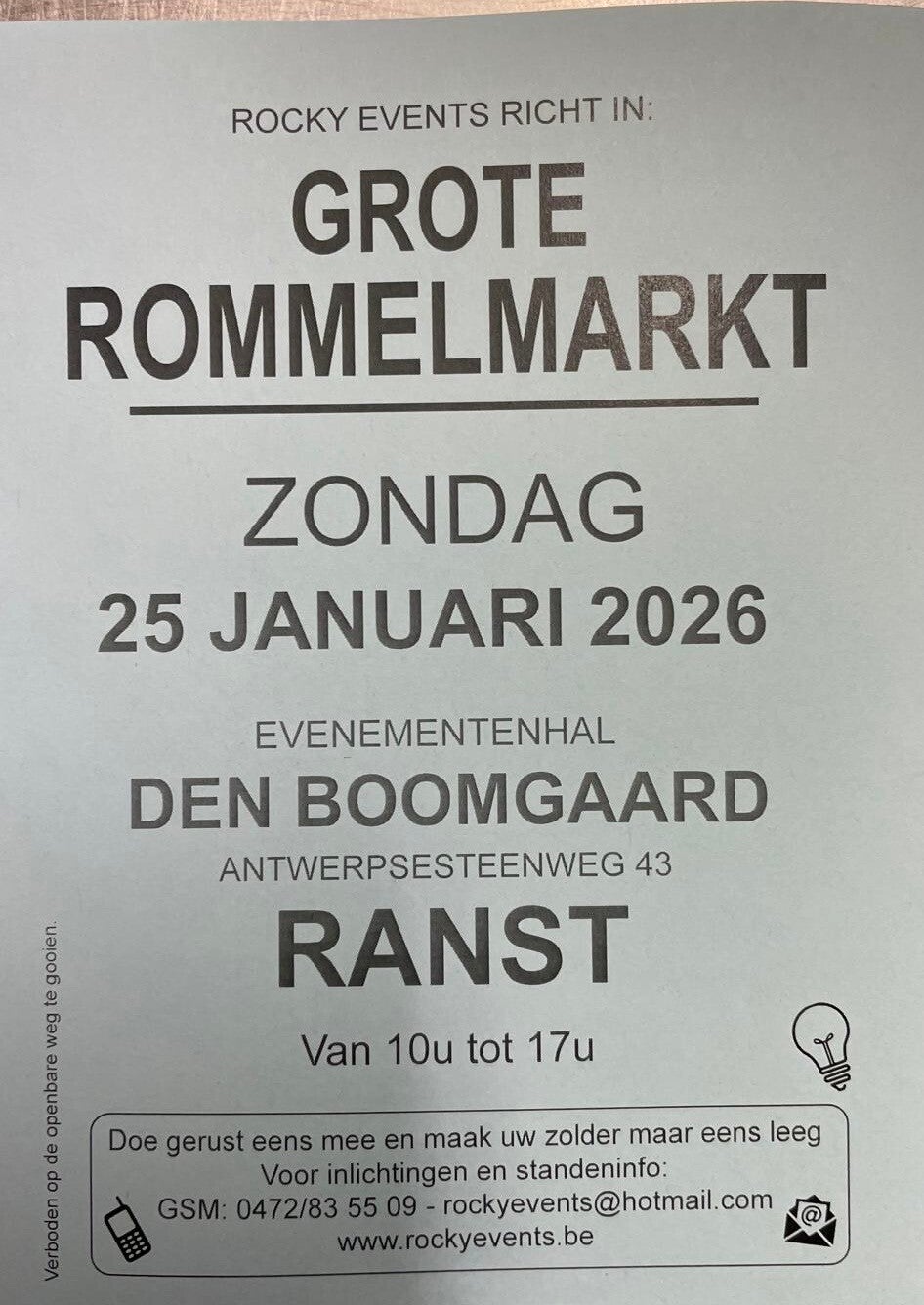 Rommelmarkt Ranst 25/01/2026