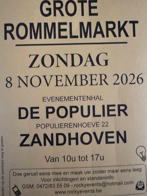 Rommelmarkt Evenementenhal De Populier Zandhoven