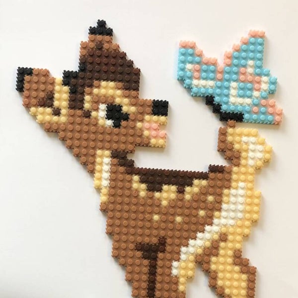 Hertje met vlinder - bouwset met voorbeeld