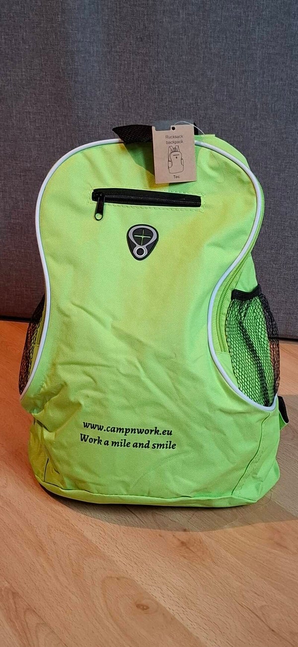 Unisex Rucksack Apfelgrün mit Aufschrift