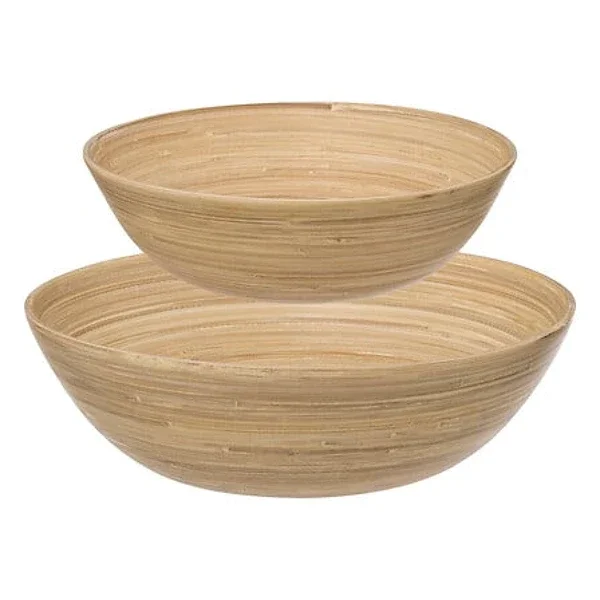 Salatschüssel aus natürlichem Bambus x2, beige
