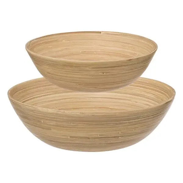 Salatschüssel aus natürlichem Bambus x2, beige