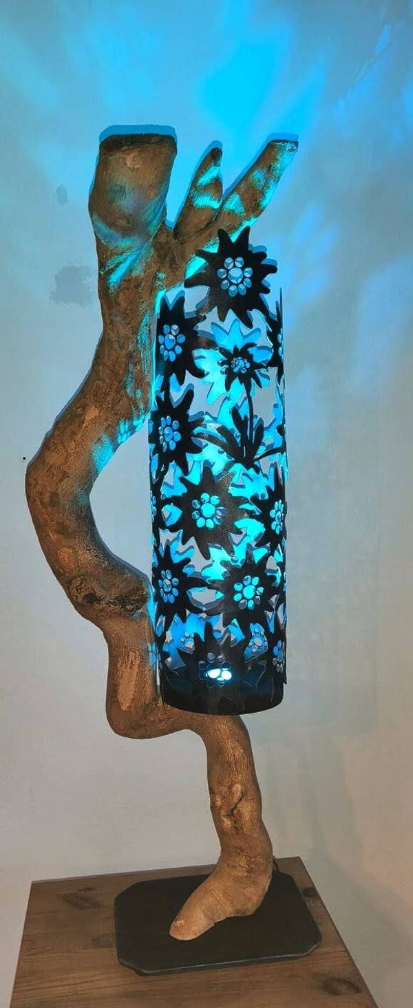 Edelweißlampe groß mit Holz