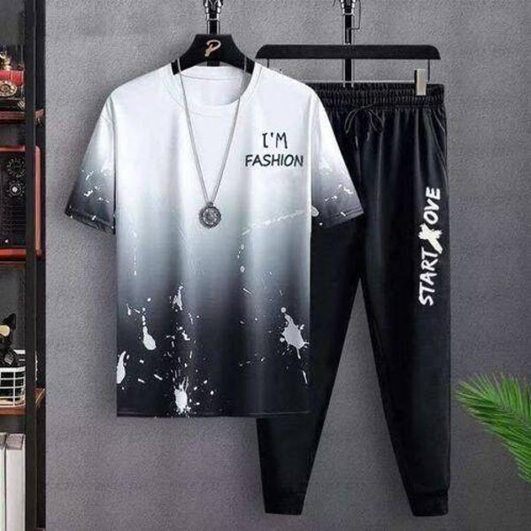 Black Men’s Short Sleeve T-Shirt&Trouser Large/XLarge