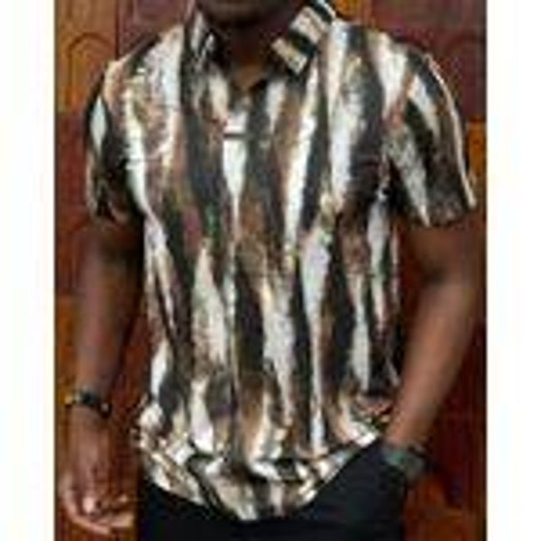 Men's Silk Shirt Buttonless Short Sleeve Medium/Large